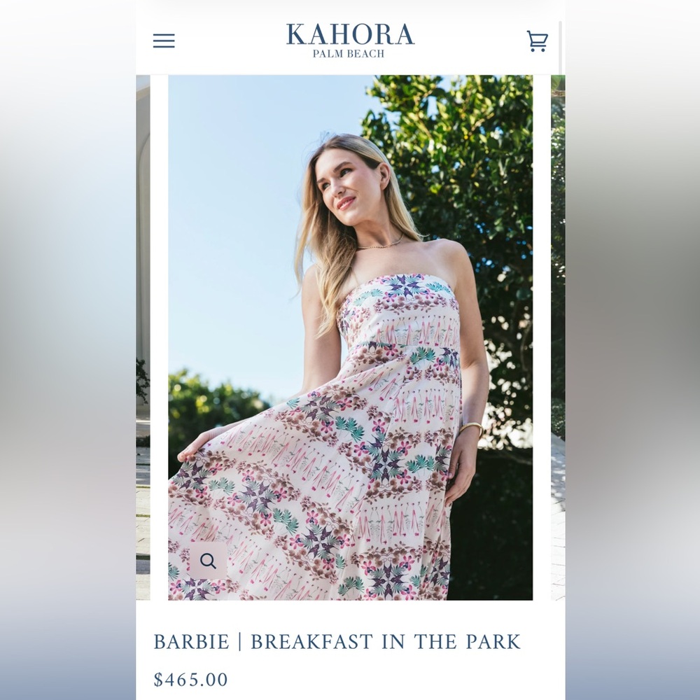 NWT Kahora Palm Beach Breakfast in the Park Strapless Dress